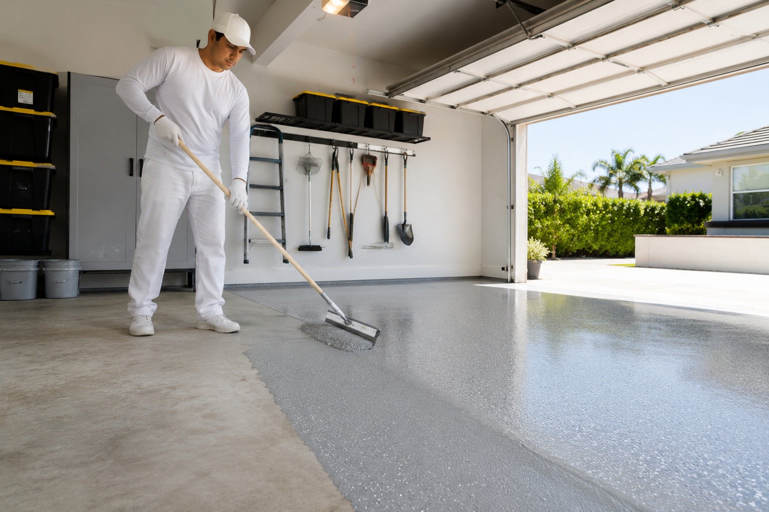 Garage floor epoxy coating in Long Beach, CA