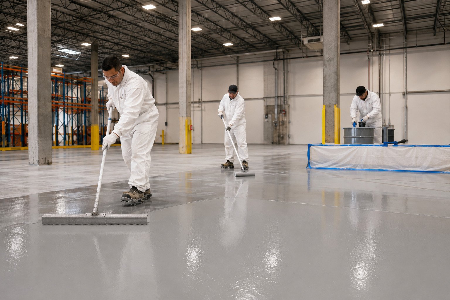 Warehouse slab shot blasted and coated with a high-build epoxy system in Long Beach, CA